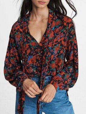 Rag & Bone Emily 100% Silk Floral Blouse - Small